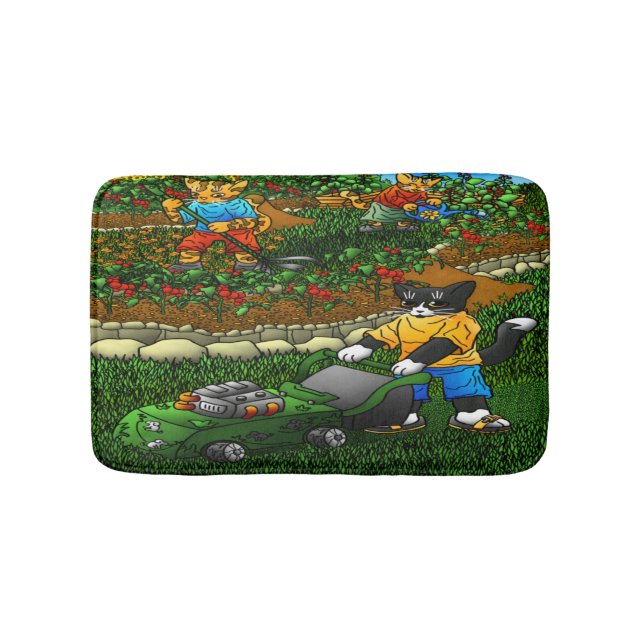 Summer Gardening Cats Bath Mat (Front)