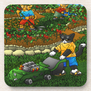 Summer Gardening Cats Coaster