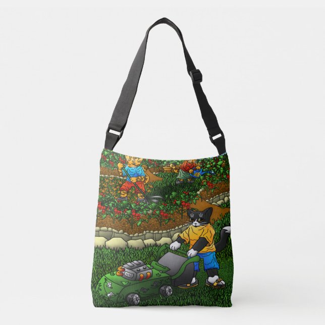 Summer Gardening Cats Crossbody Bag (Front)
