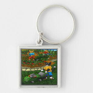 Summer Gardening Cats Key Ring