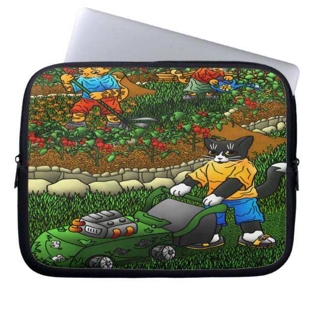 Summer Gardening Cats Laptop Sleeve (Front)