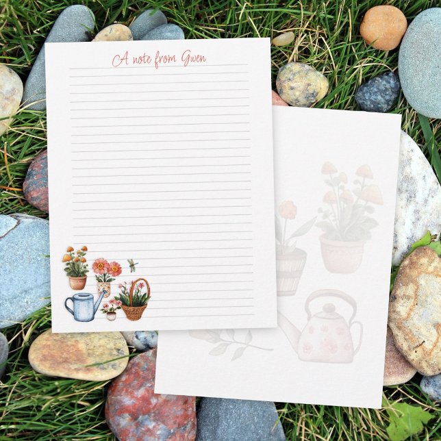 Summer Gardening Lined Personal Note Paper Card (Creator Uploaded)