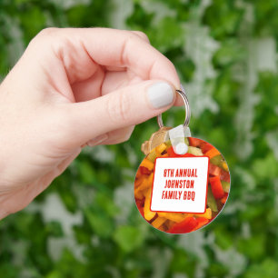 Summer Gathering Pepper Photo Family Reunion BBQ Key Ring