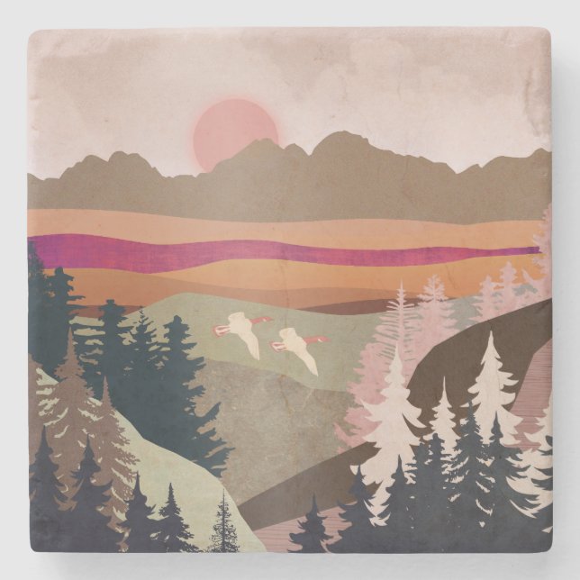 Summer Geese Stone Coaster (Front)