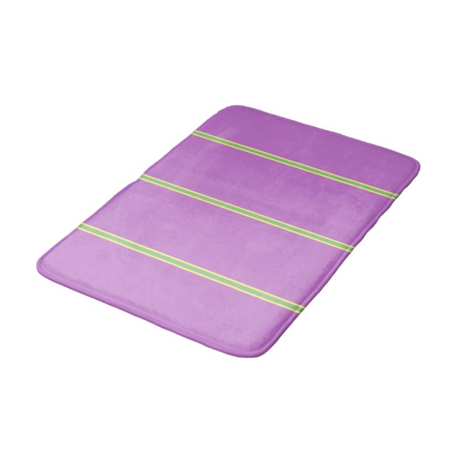 Summer Geometric Stripes Lavender Yellow Green Bath Mat (Angled)