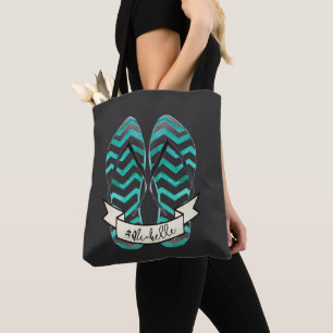 Summer Getaway Beach Flip Flops Personalized Tote Bag