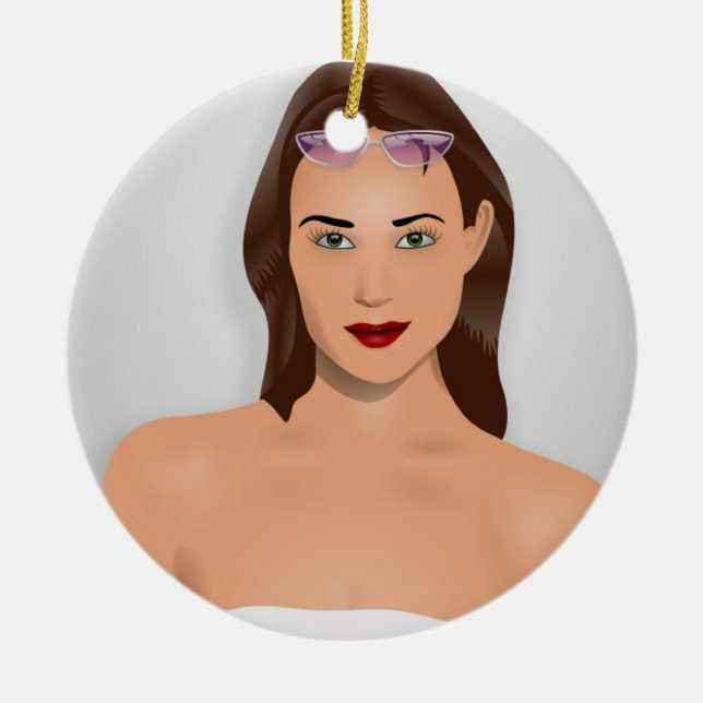 SUMMER GIRL CERAMIC TREE DECORATION (Front)