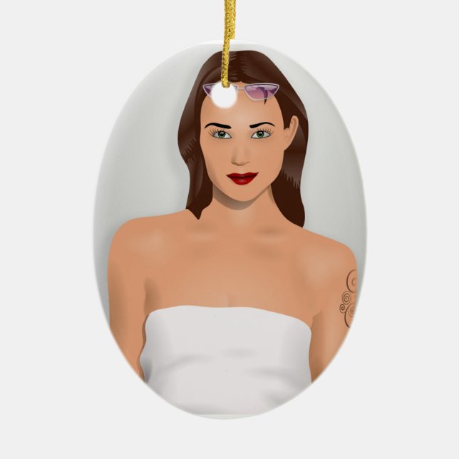 SUMMER GIRL CERAMIC TREE DECORATION (Front)