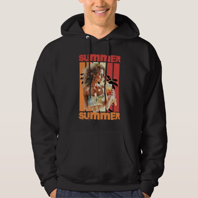 Summer Girl Retro Sunset Hoodie (Front)
