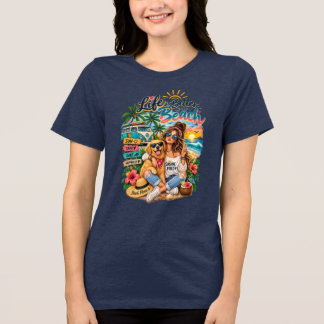 Summer Girl with Cute Dog – Sunshine & Good Vibes Tri-Blend Shirt