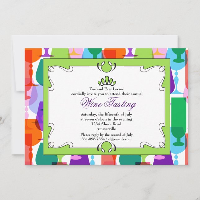 Summer Glassware Wine Tasting Invitation (Front)