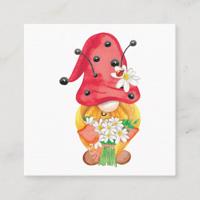summer gnome 1 square business card (Front)