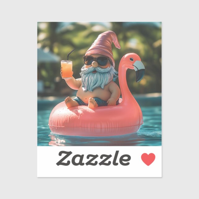Summer Gnome in Sunglasses on Flamingo Float (Sheet)