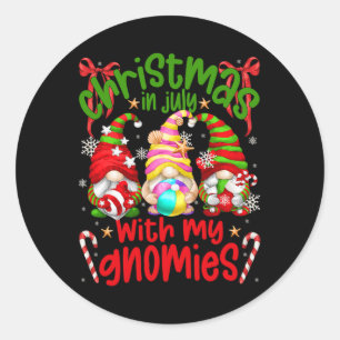 Summer Gnomes Hanging With My Gnomies For Christma Classic Round Sticker