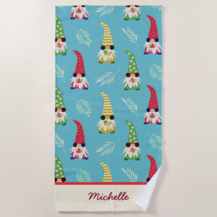 Summer Gnomes Holding Fruits Pattern Custom  Beach Towel