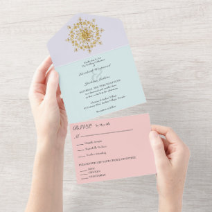 Summer Gold Mandala Wedding All In One Invitation