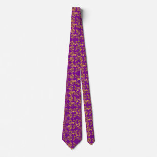 Summer Golden Glitter Falling Flowers pattern Tie
