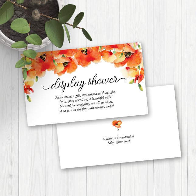 Summer Golden Poppy Display Shower Enclosure Card (Golden Poppy Baby Shower Display Shower Invitation Inserts)