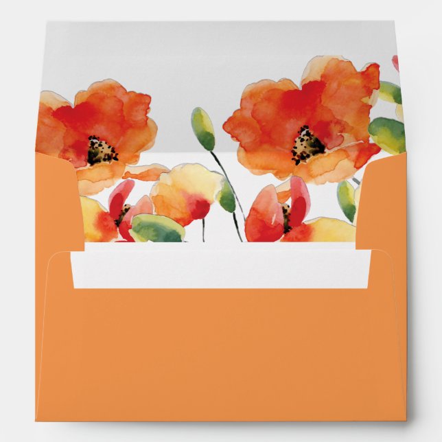 Summer Golden Poppy Wedding Envelopes (Back (Bottom))