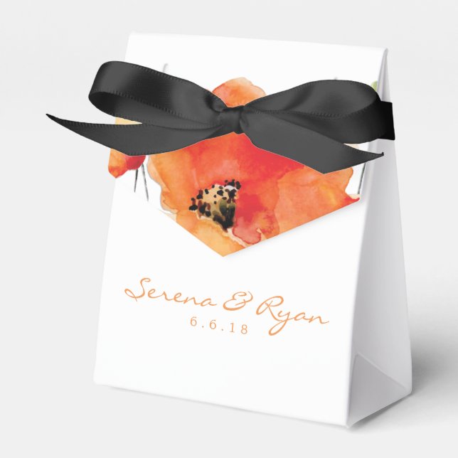 Summer Golden Poppy Wedding Favour Box (Front Side)