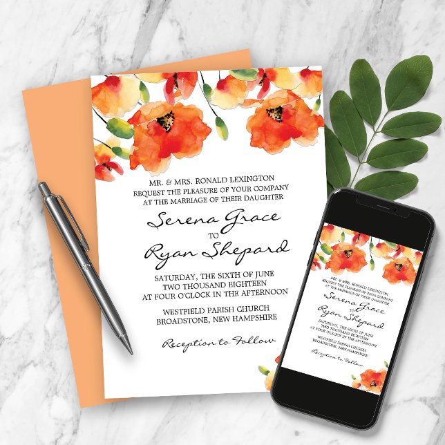 Summer Golden Poppy Wedding Invitation (Creator Uploaded)