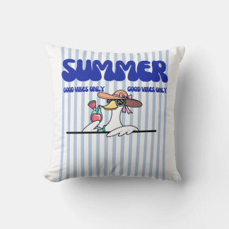 Summer Good Vibes Only Goose Stripe Art Cushion
