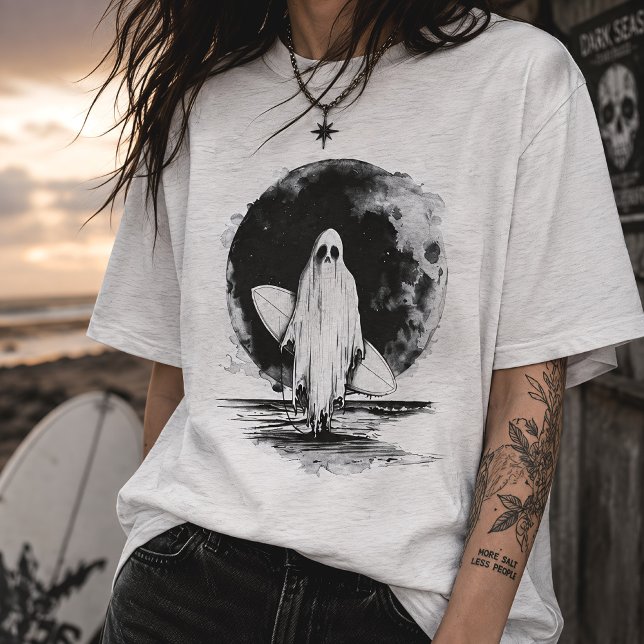 Summer Goth Ghost Surfer Spooky Beach T-Shirt (Creator Uploaded)