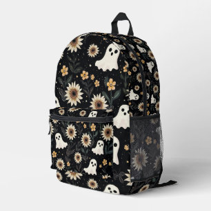 Summer Goth Ghosts and Sunflowers Spooky Printed Backpack