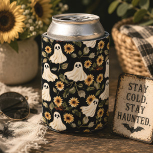 Summer Goth Ghosts & Sunflowers Spooky Can Cooler