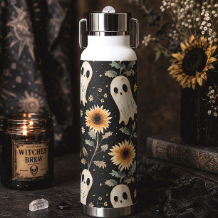 Summer Goth Ghosts & Sunflowers Spooky Water Bottle