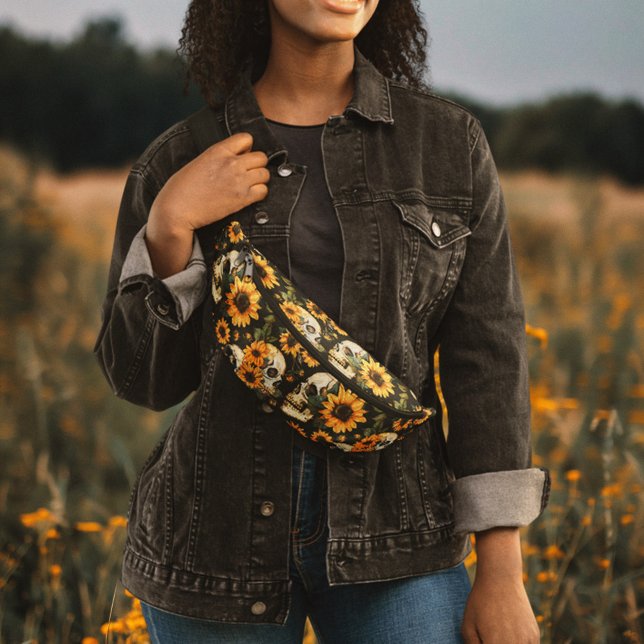 Summer Goth Skulls and Sunflowers Spooky Bum Bags (Creator Uploaded)