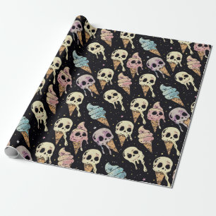 Summer Goth Skulls Ice Cream Spooky Wrapping Paper