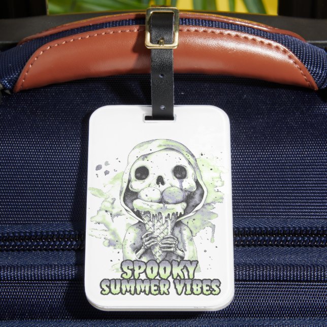 Summer goth Spooky Summer Vibes  Luggage Tag (Front Insitu 2)