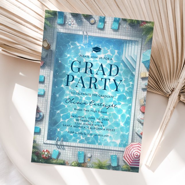 Summer Graduation Pool Party Invitations (Creator Uploaded)