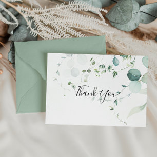 Summer Green Eucalyptus Foliage Flat Wedding Thank You Card