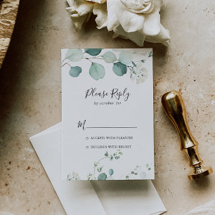 Summer Green Eucalyptus Foliage RSVP Card