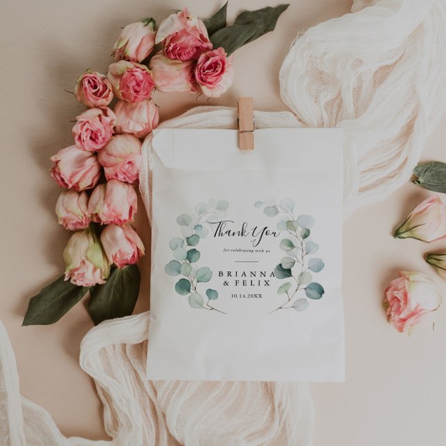 Summer Green Eucalyptus Foliage Thank You Wedding Favour Bags (Creator Uploaded)