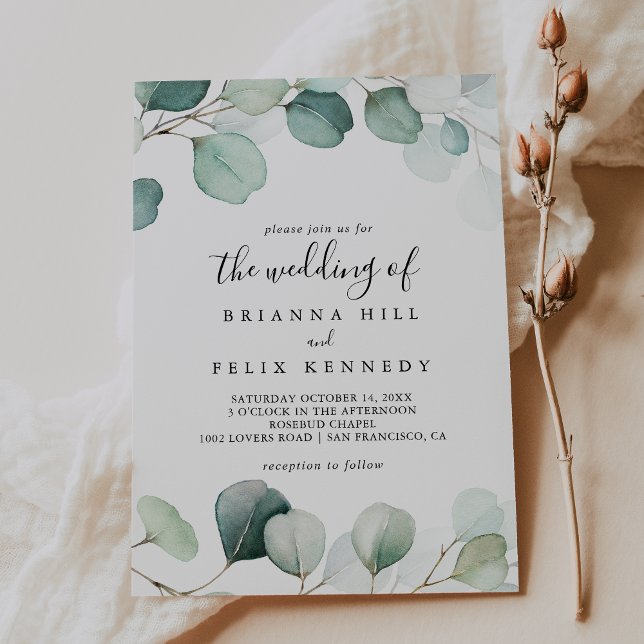 Summer Green Eucalyptus Foliage The Wedding Of Invitation (Creator Uploaded)