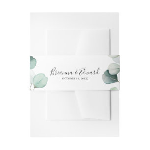 Summer Green Eucalyptus Foliage Wedding Invitation Invitation Belly Band