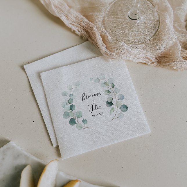 Summer Green Eucalyptus Foliage Wedding Napkin (Creator Uploaded)
