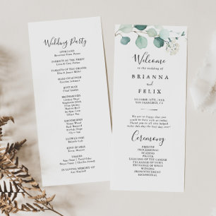 Summer Green Eucalyptus Foliage Wedding Program Programme