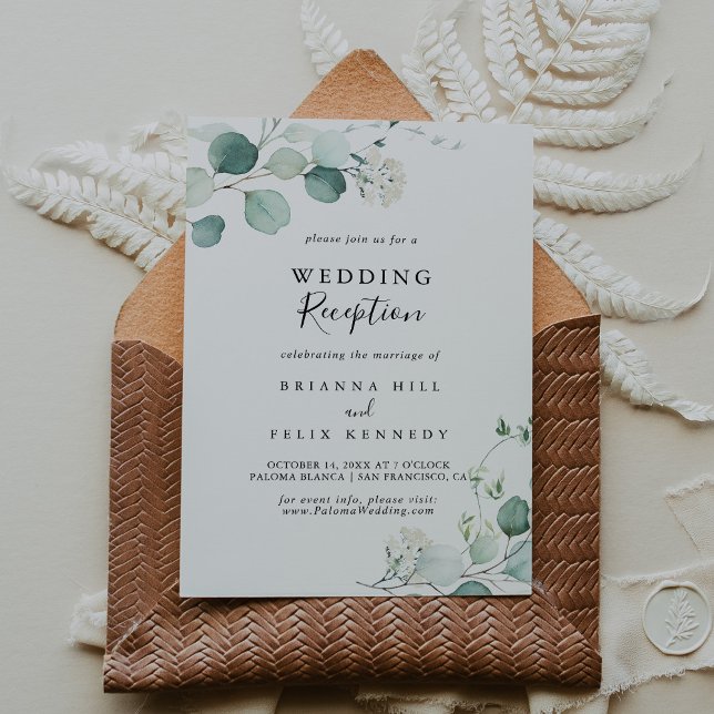 Summer Green Eucalyptus Foliage Wedding Reception Invitation (Creator Uploaded)