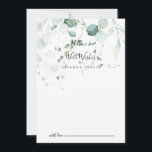 Summer Green Eucalyptus Leaf Wedding Well Wishes Advice Card<br><div class="desc">This summer green eucalyptus leaf wedding well wishes advice card is perfect for a modern wedding. The design features beautiful hand-painted watercolor green eucalyptus leaves, inspiring natural charm. These cards are perfect for a wedding, bridal shower, baby shower, graduation party & more. Personalise the cards with the names of the...</div>