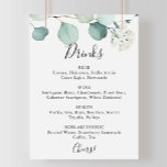 Summer Green Eucalyptus Wedding Drinks Menu Sign<br><div class="desc">This summer green eucalyptus wedding drinks menu sign is perfect for a simple wedding. The design features beautiful hand-painted watercolor green eucalyptus leaves,  inspiring natural charm.</div>