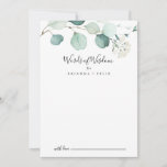 Summer Green Eucalyptus Wedding Words of Wisdom Advice Card<br><div class="desc">This summer green eucalyptus wedding words of wisdom advice card is perfect for a modern wedding. The design features beautiful hand-painted watercolor green eucalyptus leaves, inspiring natural charm. These cards are perfect for a wedding, bridal shower, baby shower, graduation party & more. Personalise the cards with the names of the...</div>