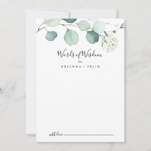 Summer Green Eucalyptus Wedding Words of Wisdom Advice Card