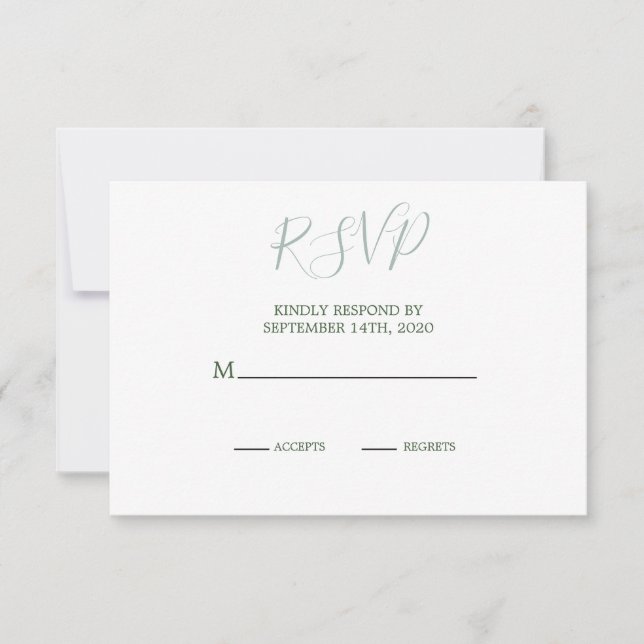 Summer Green Foliage Modern  Elegant Wedding RSVP (Front)