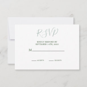 Summer Green Foliage Modern Elegant Wedding RSVP Card