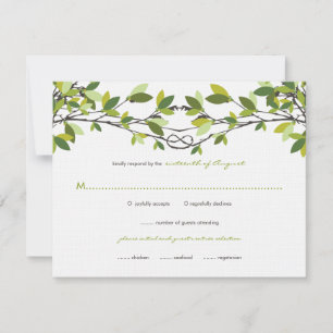 Summer Green Knotted Love Trees Wedding RSVP Card
