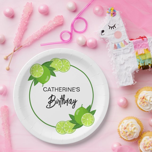 Summer Green Lime Citrus Birthday  Paper Plate (Party)